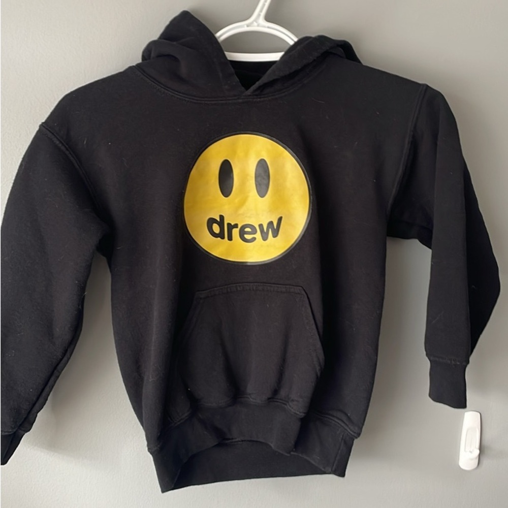 Drew Kids Black Hoodie with Yellow Smiley